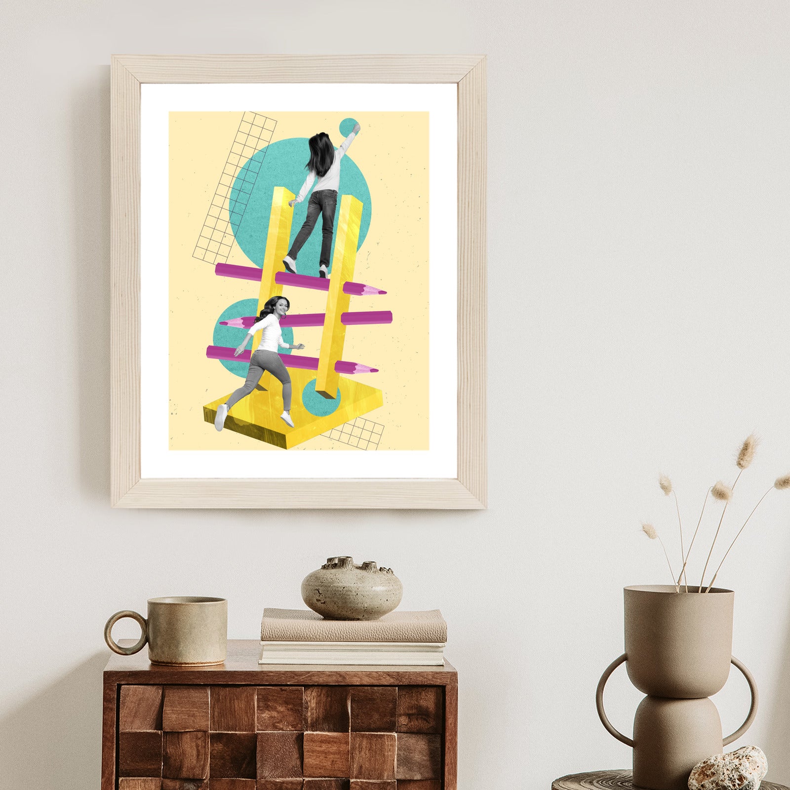 Plakat Droga Na Szczyt - Kolaż W Stylu Pop-Art Rama Aluminiowa Kolor Czarny