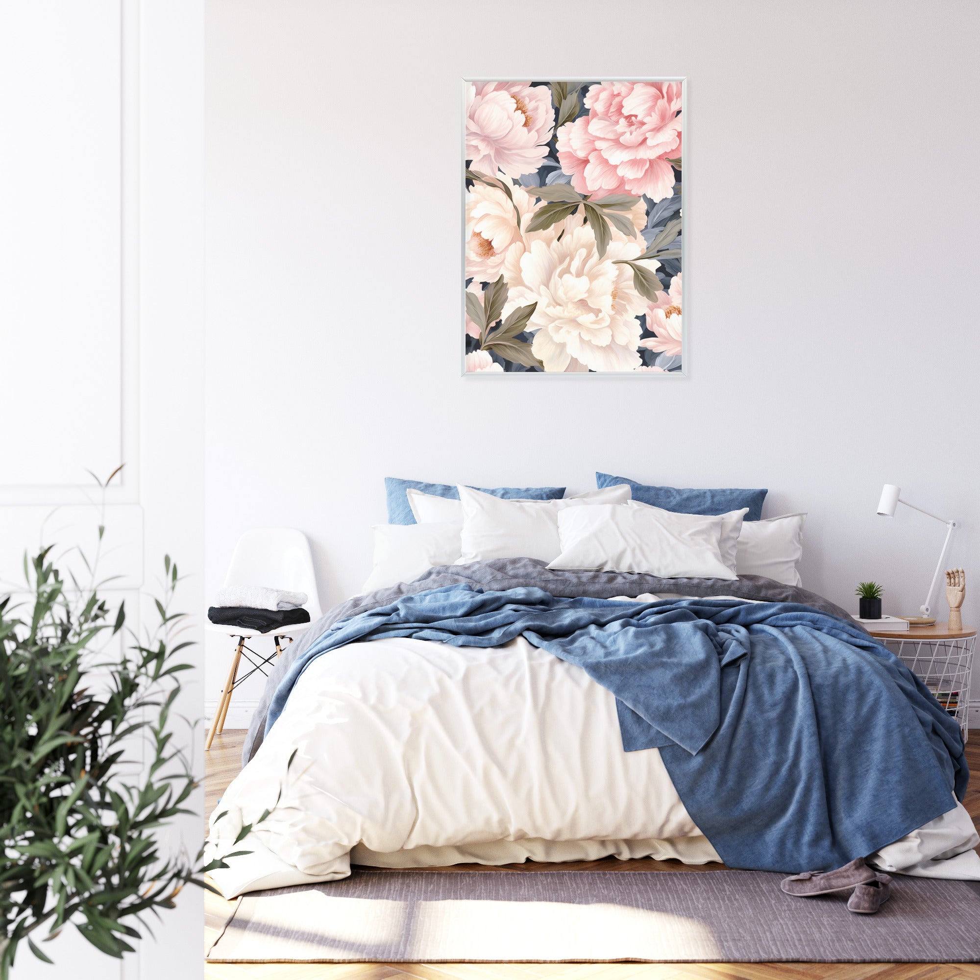 Plakat Pastelowe Piwonie Rama Aluminiowa Kolor Czarny