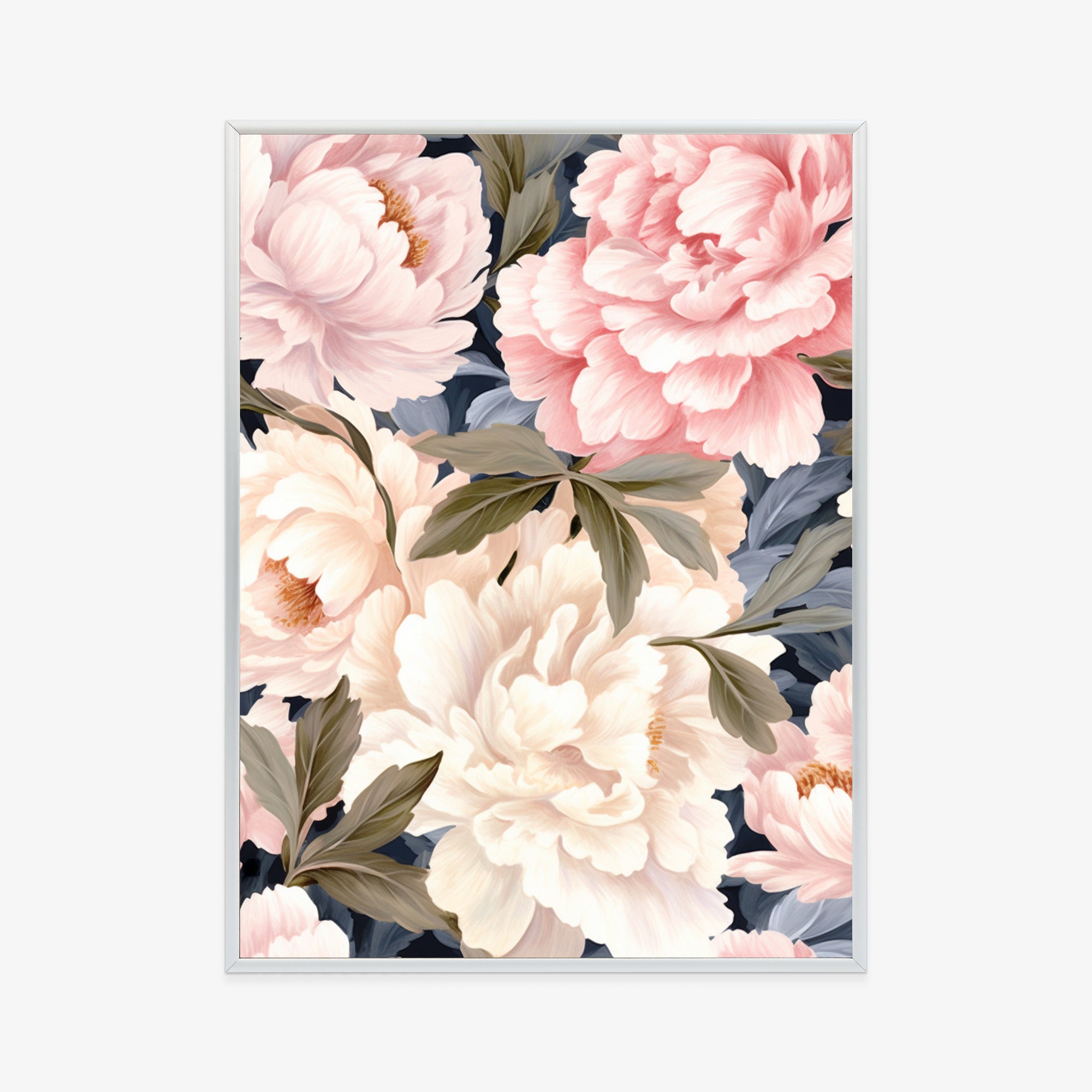 Plakat Pastelowe Piwonie Rama Aluminiowa Kolor Czarny