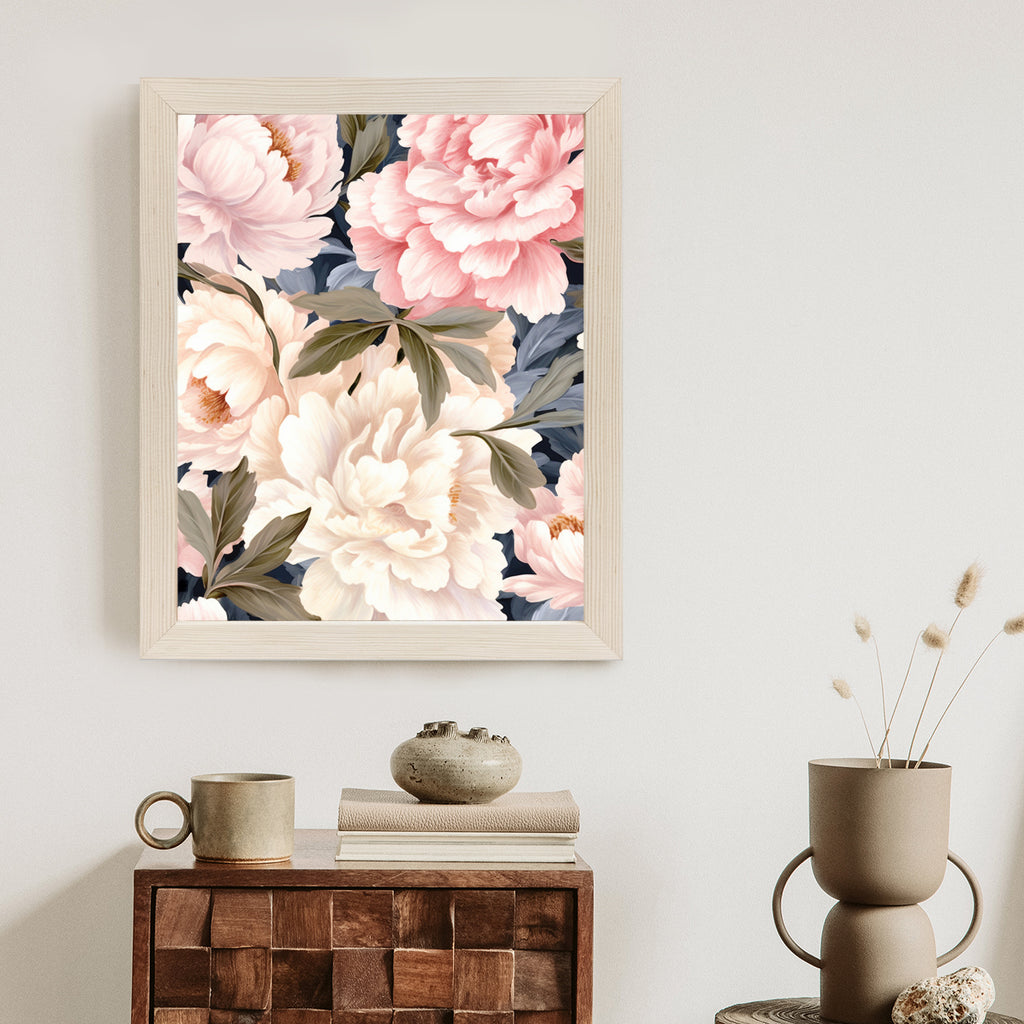 Plakat Pastelowe Piwonie Rama Aluminiowa Kolor Czarny