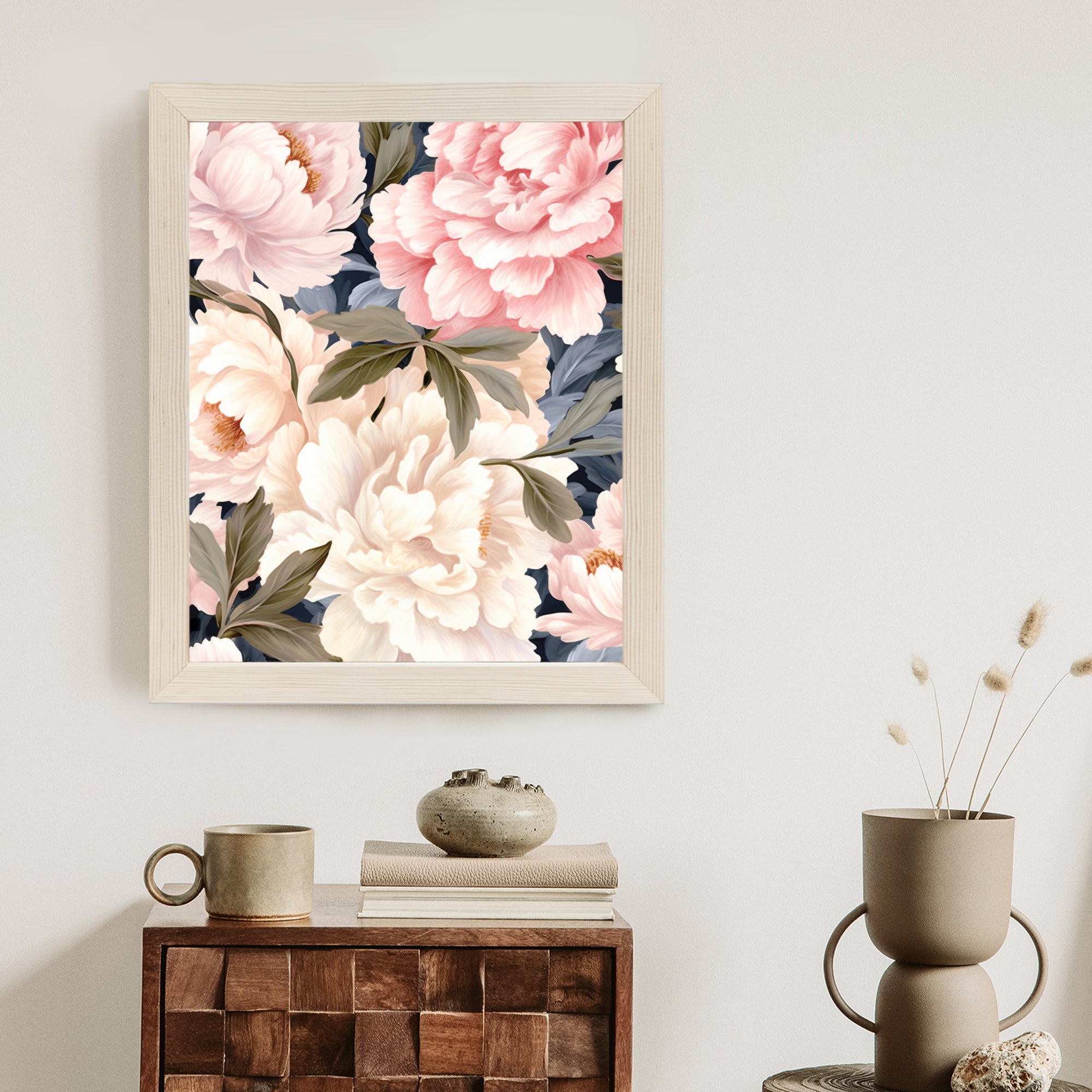 Plakat Pastelowe Piwonie Rama Aluminiowa Kolor Czarny