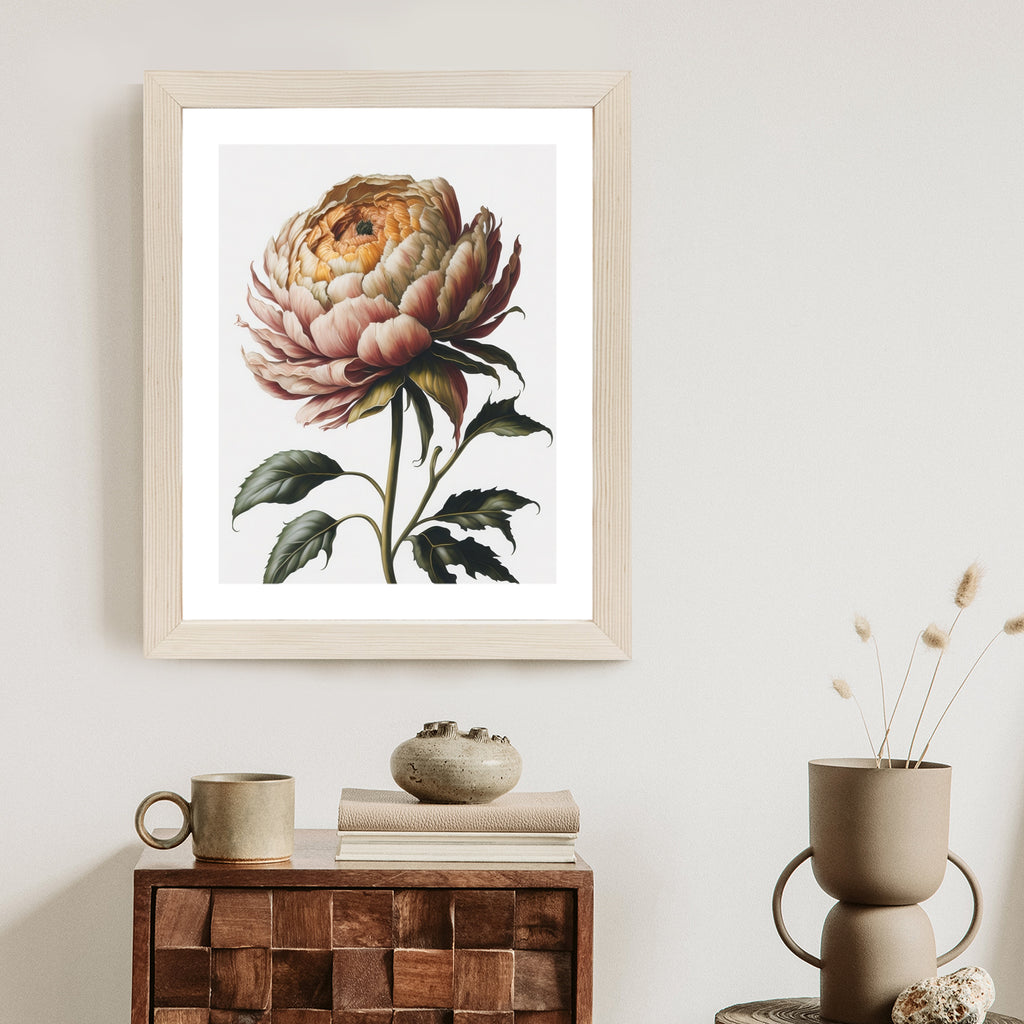 Plakat Piękna Piwonia Na Jasnym Tle Rama Aluminiowa Kolor Czarny