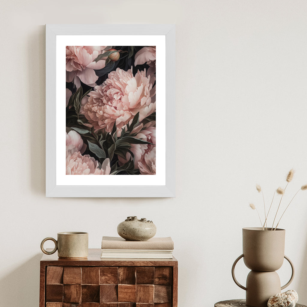 Plakat Bukiet Pastelowych Piwonii W Różowym Kolorze Rama Aluminiowa Kolor Czarny