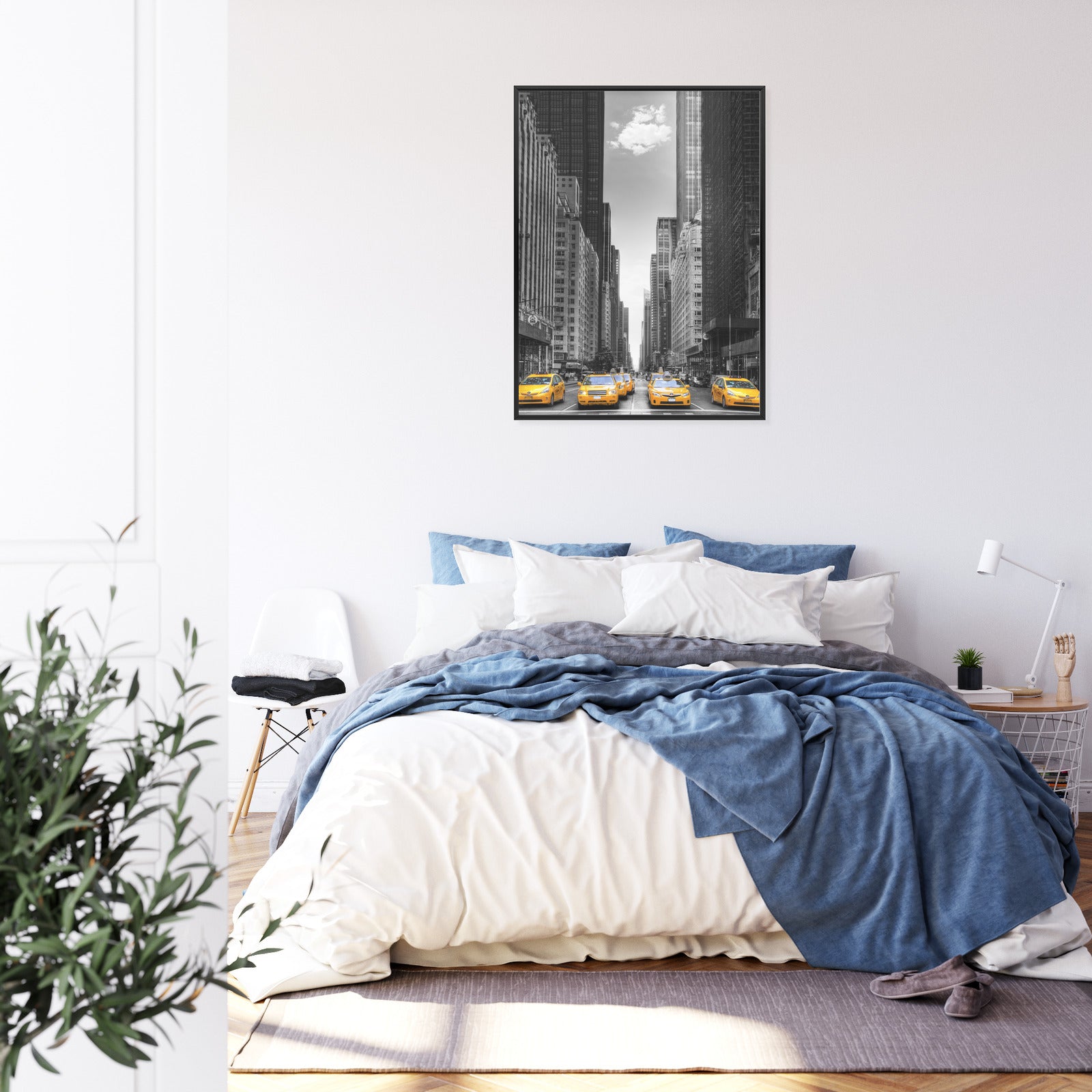 Plakat Czarno Biała Ulica Nowego Jorku Z Żółtymi Taksówkami Rama Aluminiowa Kolor Czarny