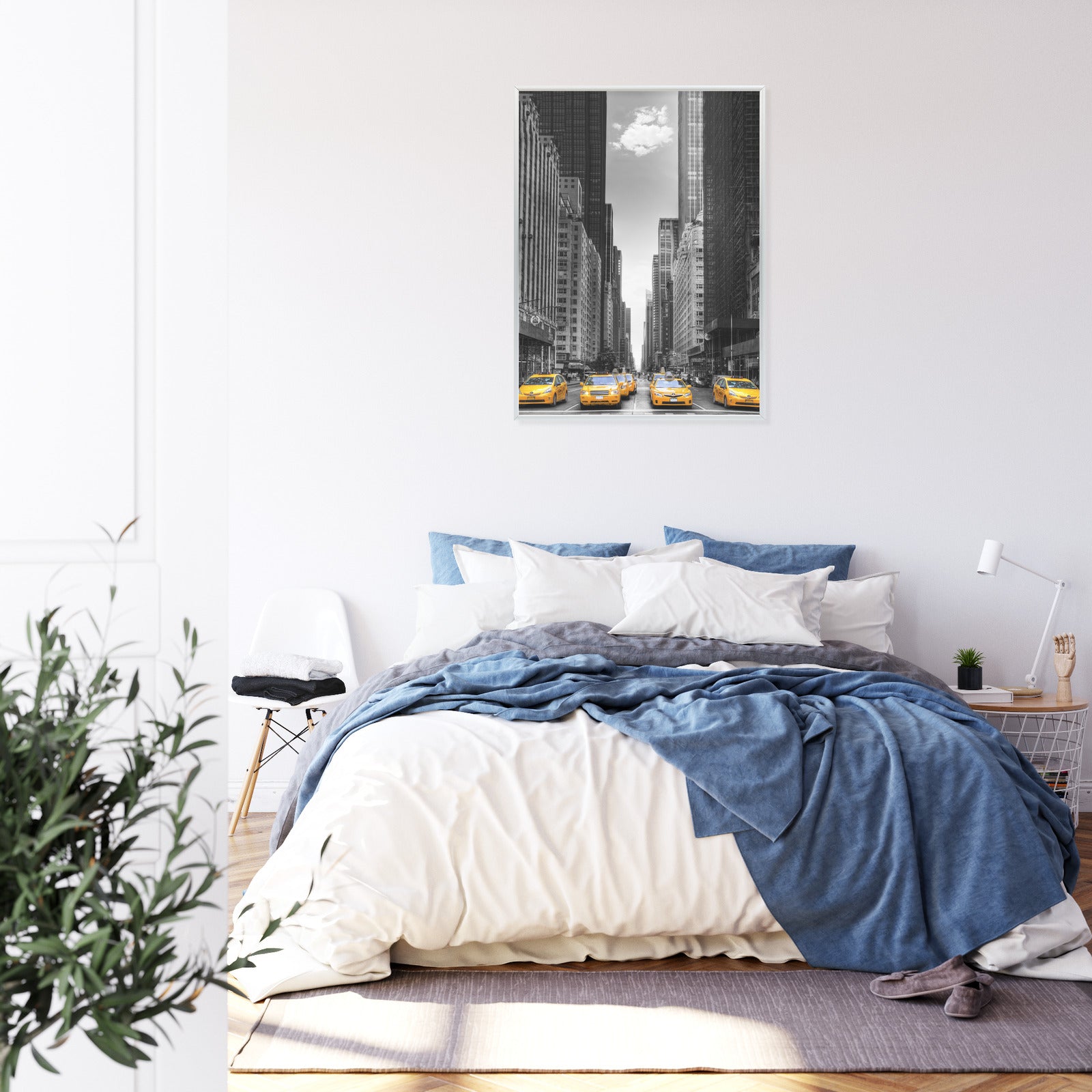 Plakat Czarno Biała Ulica Nowego Jorku Z Żółtymi Taksówkami Rama Aluminiowa Kolor Czarny