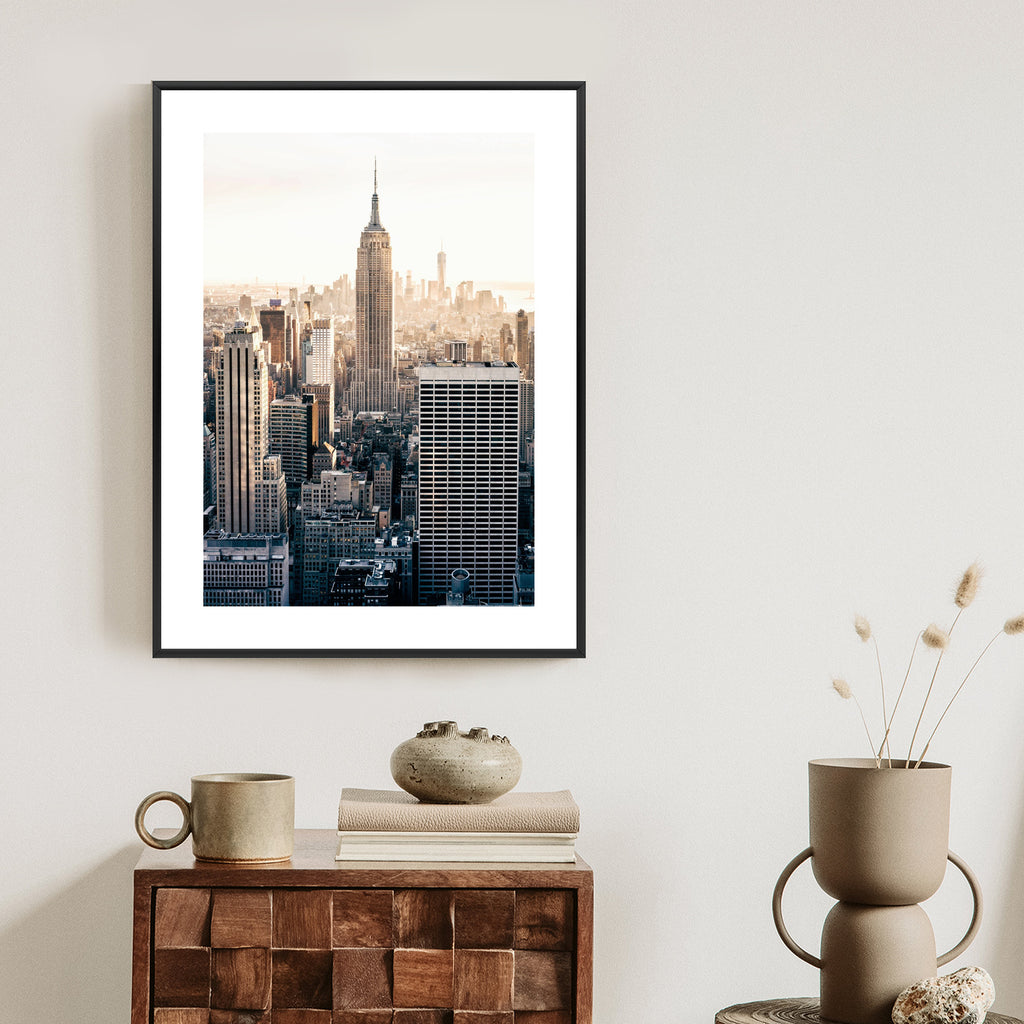 Plakat Nyc Widok Na Wieżowce O Poranku Rama Aluminiowa Kolor Czarny