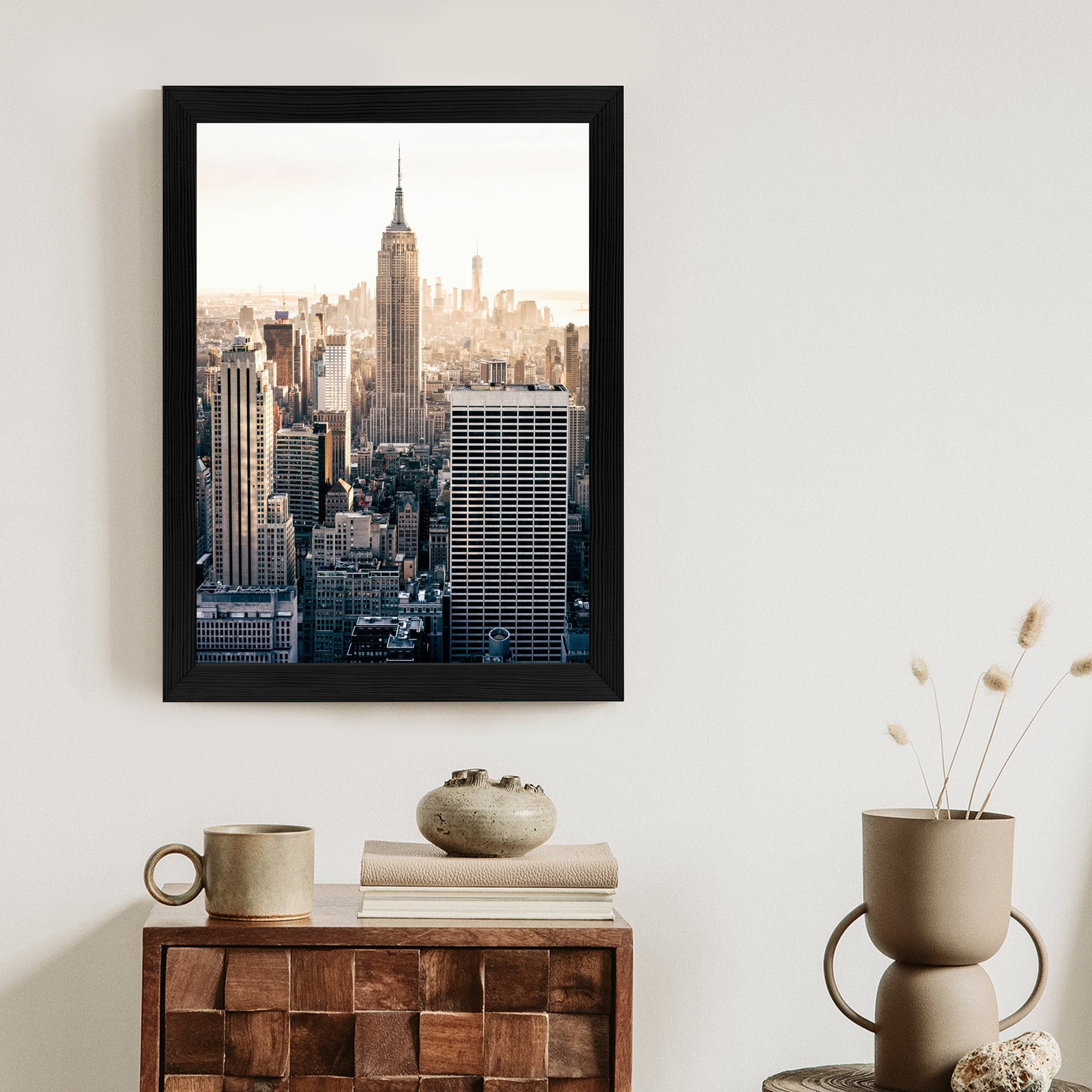 Plakat Nyc Widok Na Wieżowce O Poranku Rama Aluminiowa Kolor Czarny