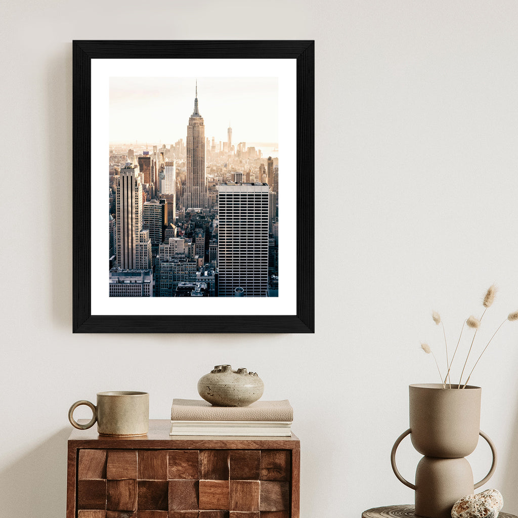 Plakat Nyc Widok Na Wieżowce O Poranku Rama Aluminiowa Kolor Czarny