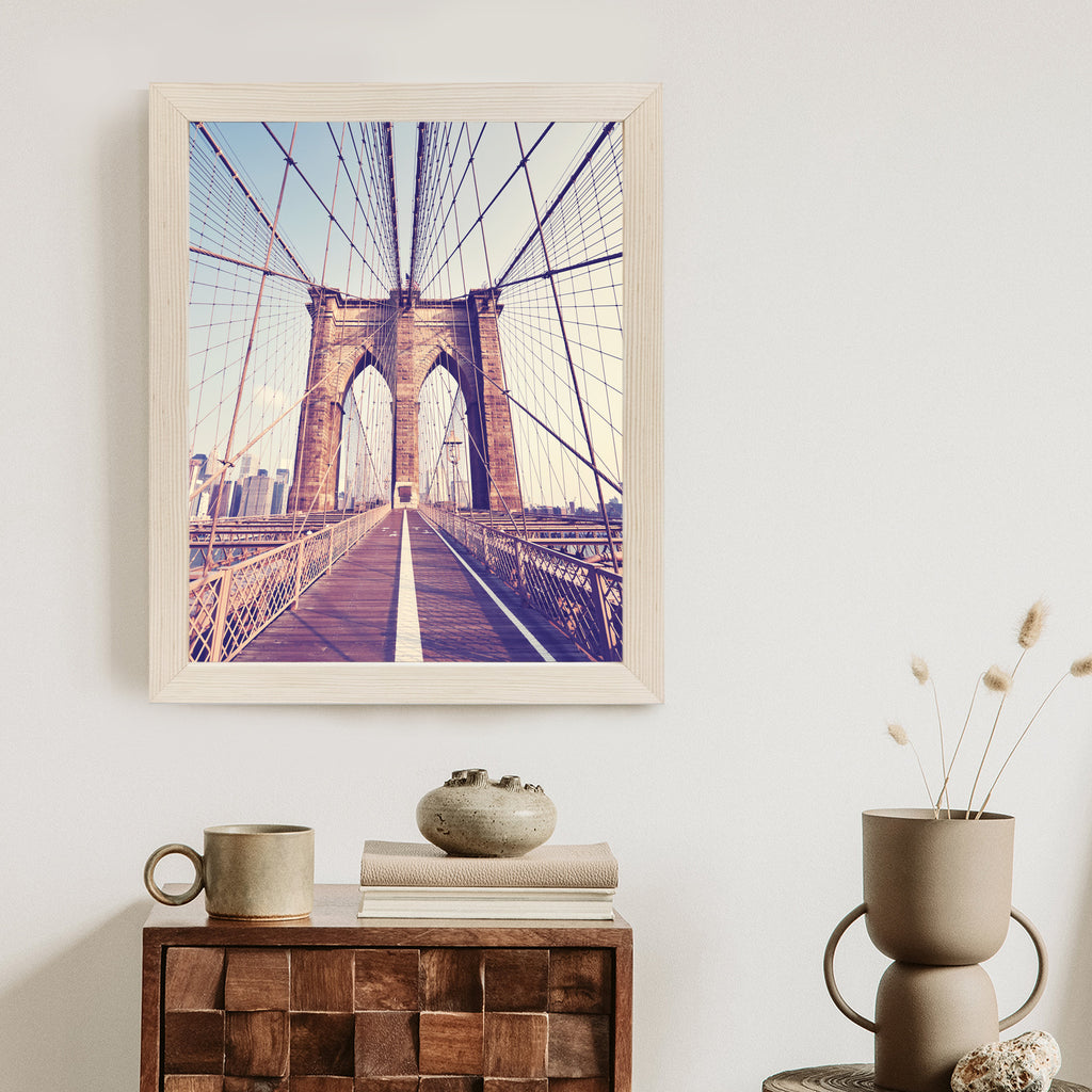 Plakat Nyc Brooklyn Bridge W Stylu Retro Rama Aluminiowa Kolor Czarny