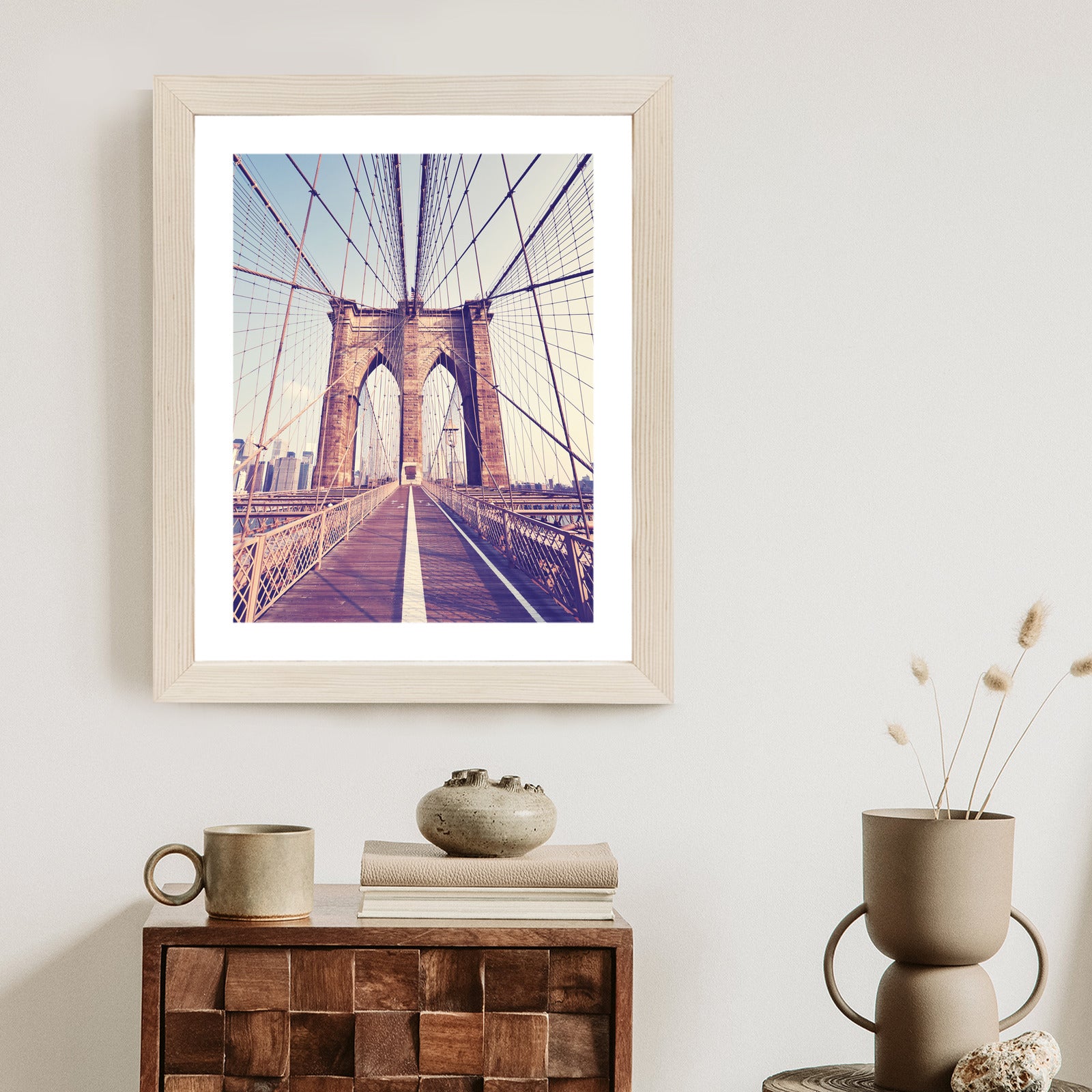 Plakat Nyc Brooklyn Bridge W Stylu Retro Rama Aluminiowa Kolor Czarny
