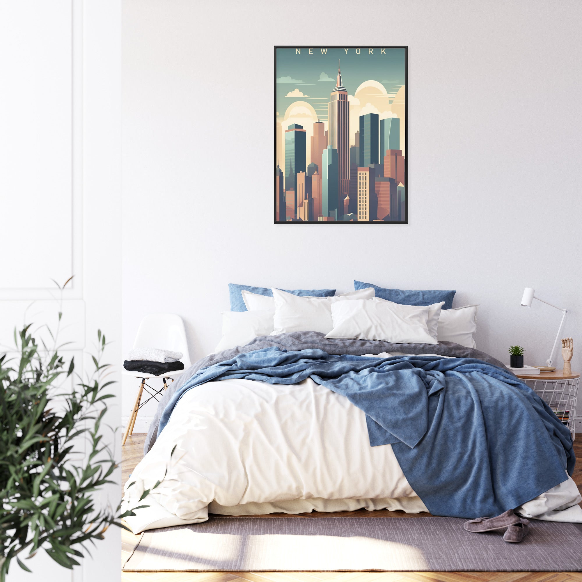 Plakat Wieżowce W Nowym Jorku Ilustracja Rama Aluminiowa Kolor Czarny