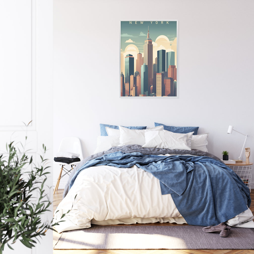 Plakat Wieżowce W Nowym Jorku Ilustracja Rama Aluminiowa Kolor Czarny