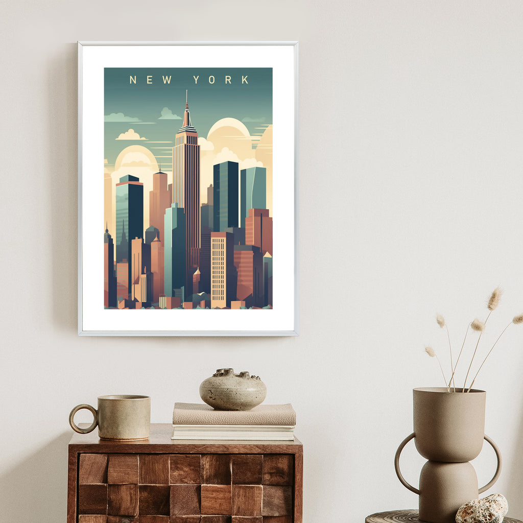 Plakat Wieżowce W Nowym Jorku Ilustracja Rama Aluminiowa Kolor Czarny