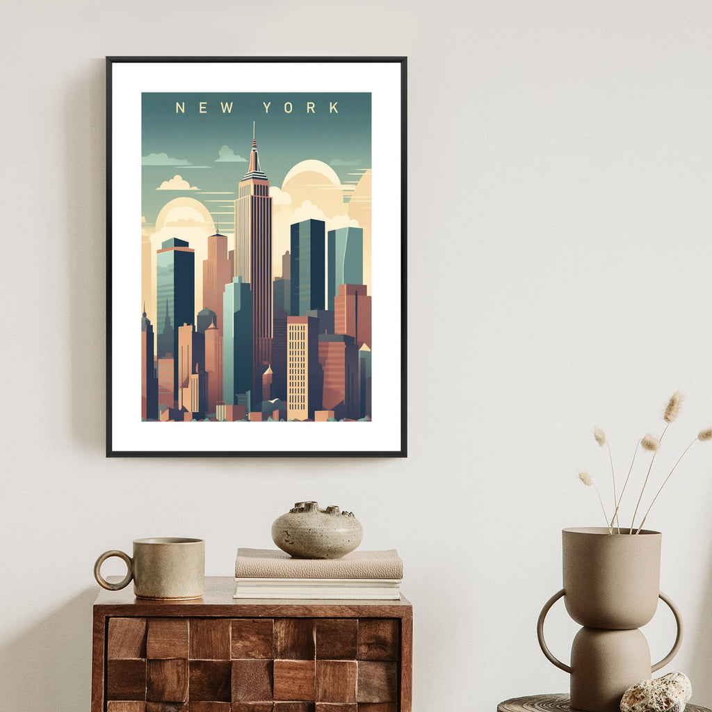 Plakat Wieżowce W Nowym Jorku Ilustracja Rama Aluminiowa Kolor Czarny