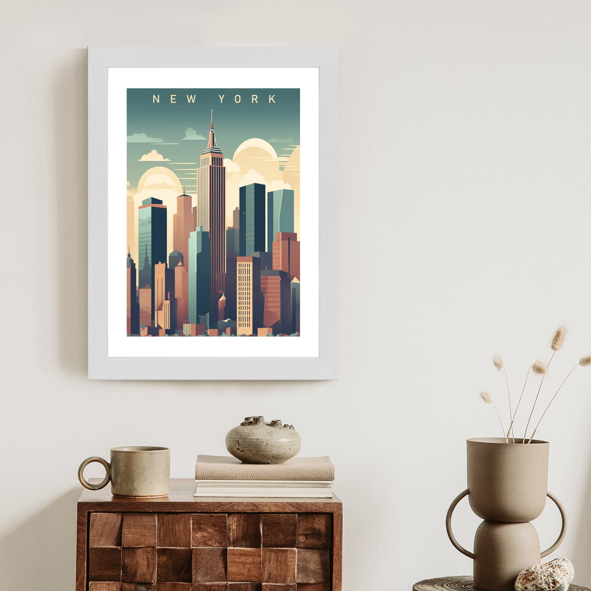 Plakat Wieżowce W Nowym Jorku Ilustracja Rama Aluminiowa Kolor Czarny
