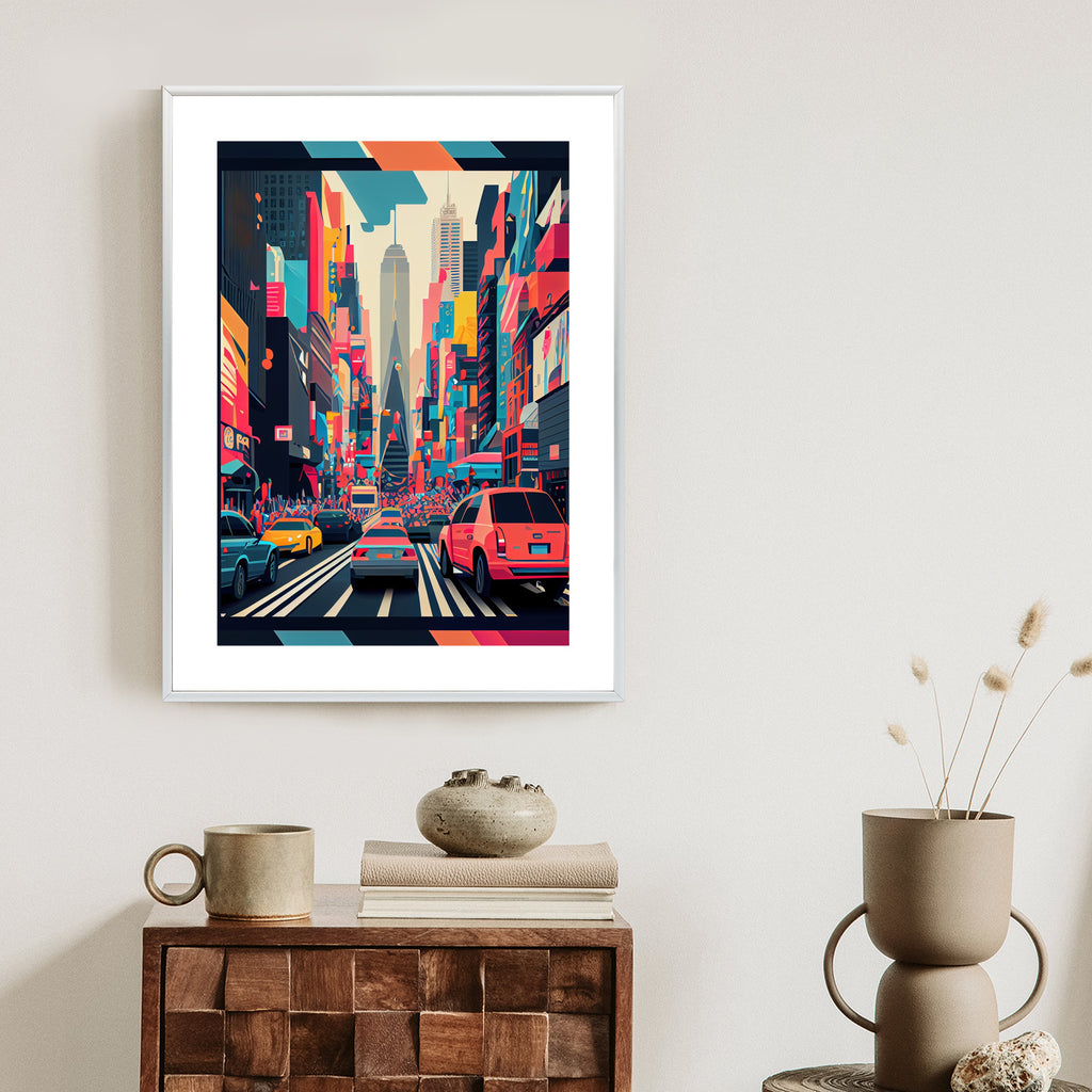 Plakat Kolorowe Auta Na Ulicy Nowego Jorku Abstrakcja
