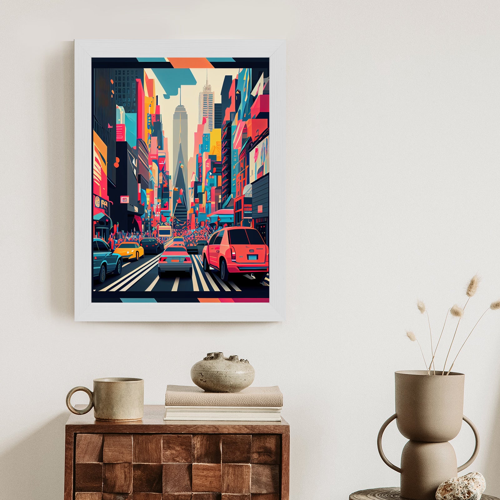 Plakat Kolorowe Auta Na Ulicy Nowego Jorku Abstrakcja
