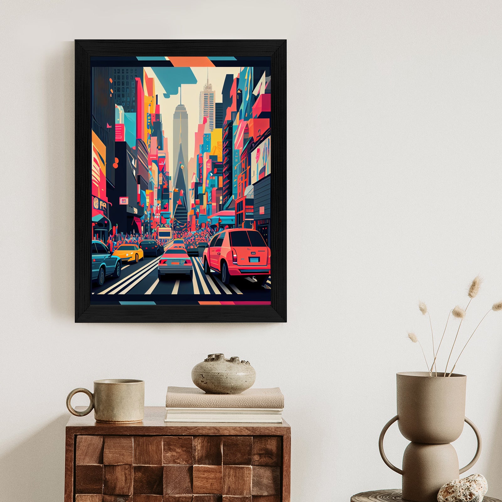Plakat Kolorowe Auta Na Ulicy Nowego Jorku Abstrakcja