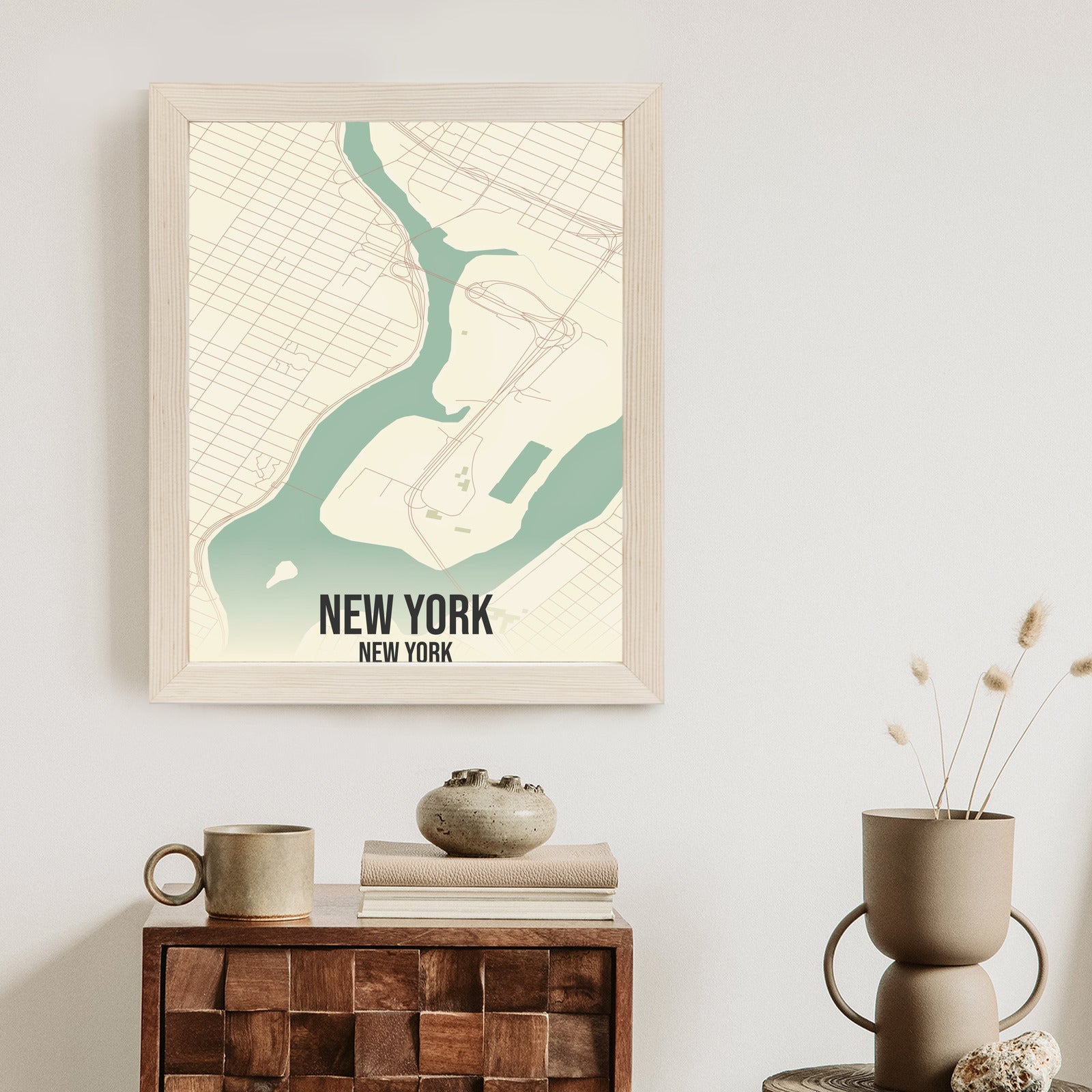 Plakat Nowy Jork Mapa W Stylu Retro Rama Aluminiowa Kolor Czarny