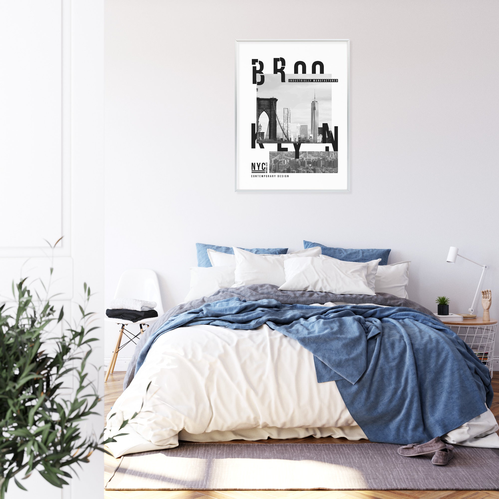 Plakat Czarno Biały Kolaż Brooklyn Nyc Rama Aluminiowa Kolor Czarny