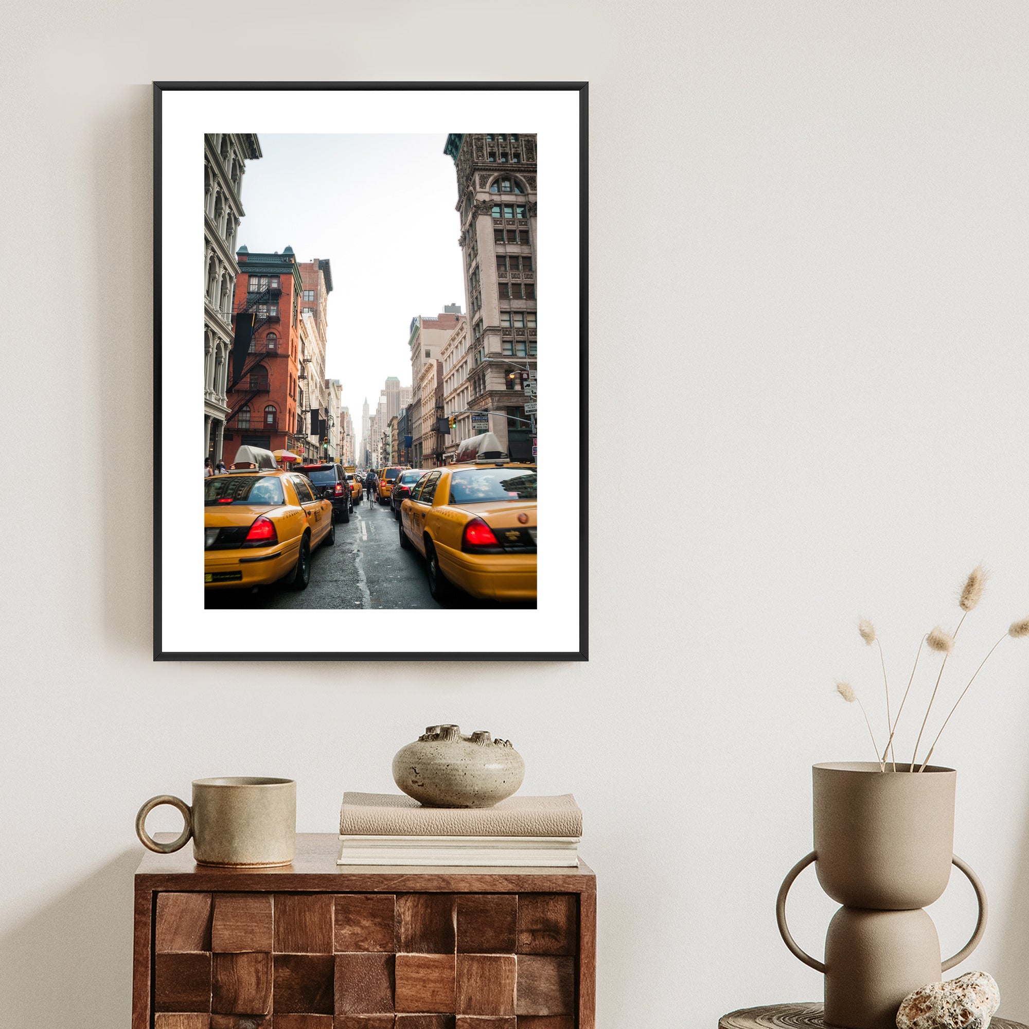 Plakat Taksówki Na Ulicy Soho Nowy Jork Rama Aluminiowa Kolor Czarny