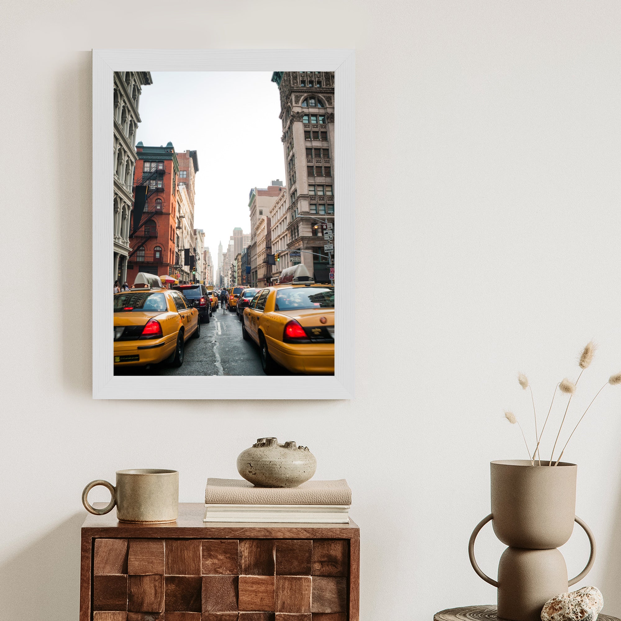 Plakat Taksówki Na Ulicy Soho Nowy Jork Rama Aluminiowa Kolor Czarny
