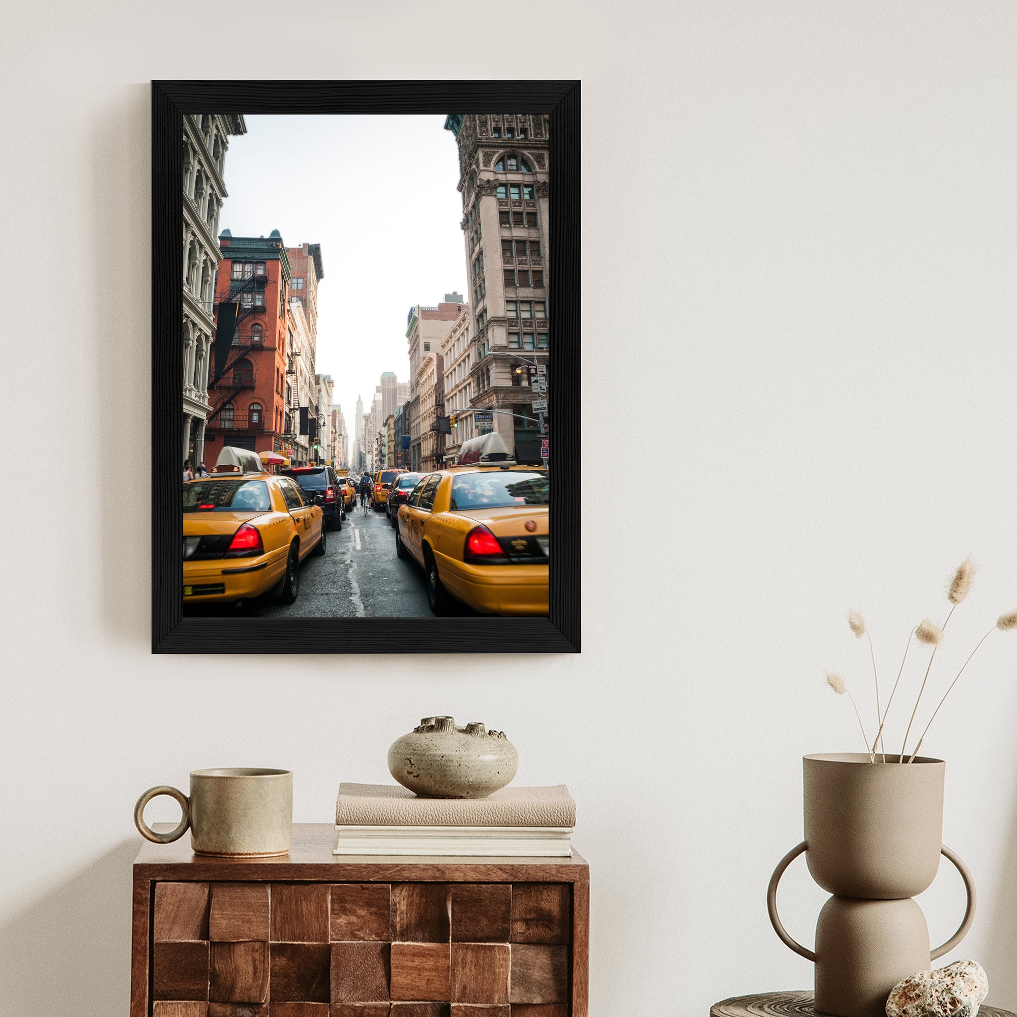 Plakat Taksówki Na Ulicy Soho Nowy Jork Rama Aluminiowa Kolor Czarny