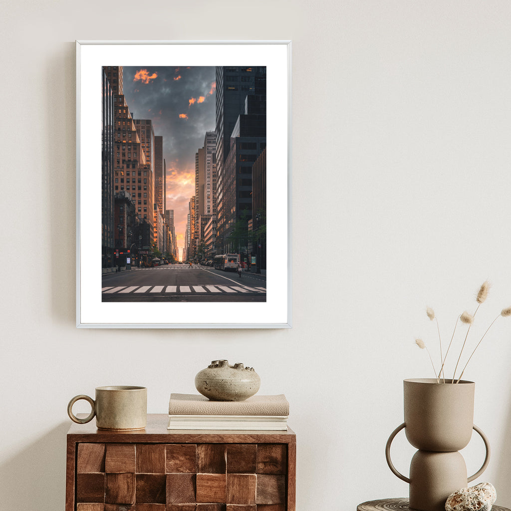 Plakat Nowojorska Ulica O Wschodzie Słońca Rama Aluminiowa Kolor Czarny