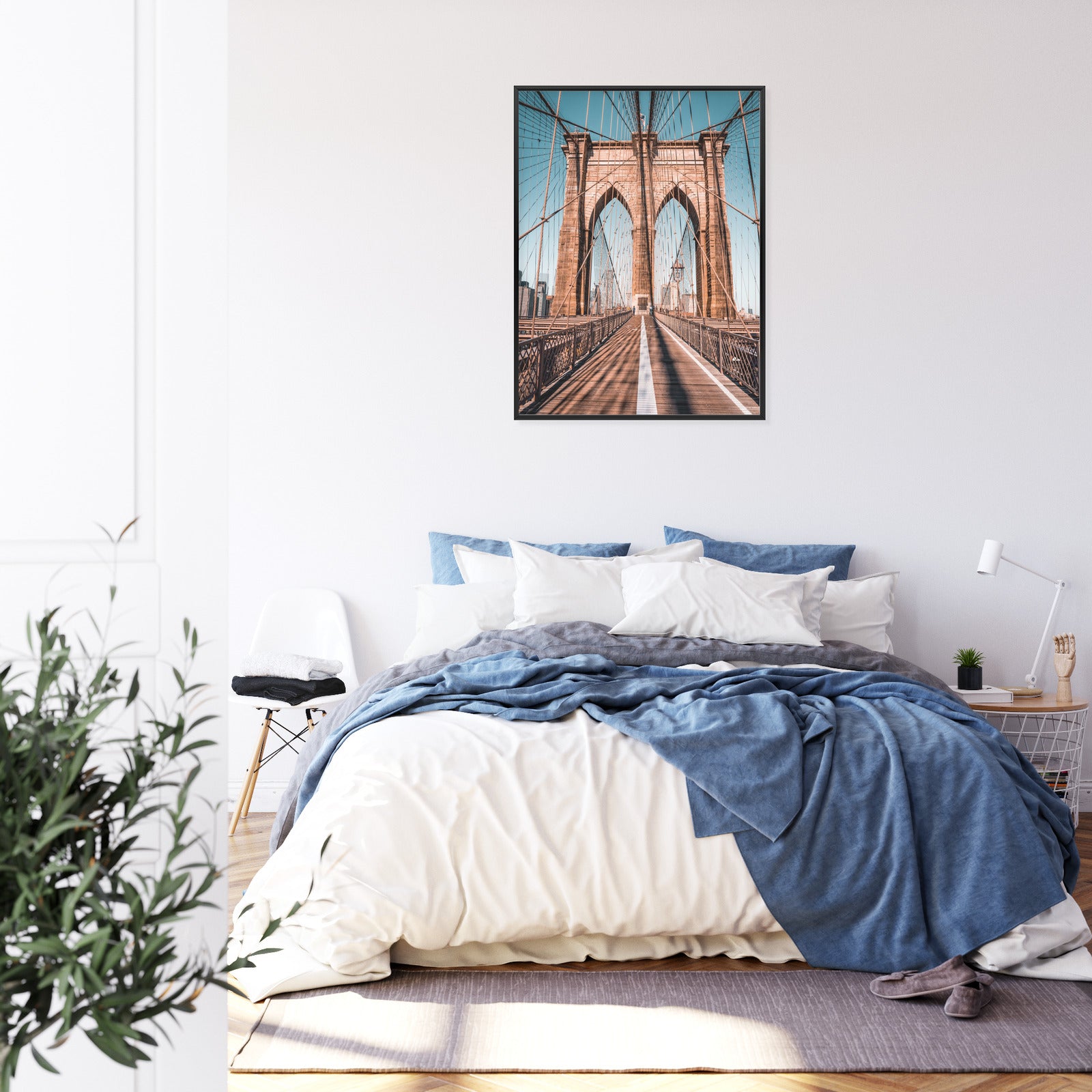 Plakat Most Brookliński Z Błękitnym Niebem W Tle Rama Aluminiowa Kolor Czarny