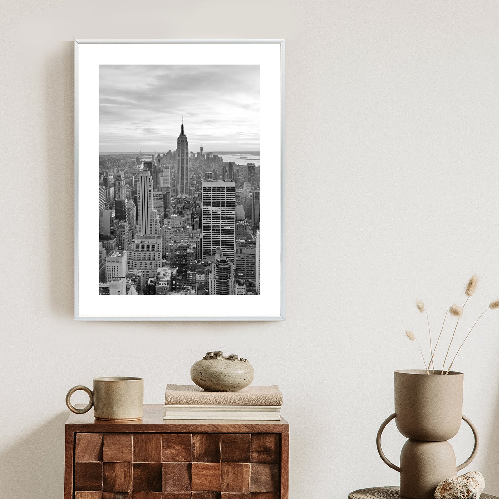 Plakat Empire State Building Czarno Biały Krajobraz Rama Aluminiowa Kolor Czarny