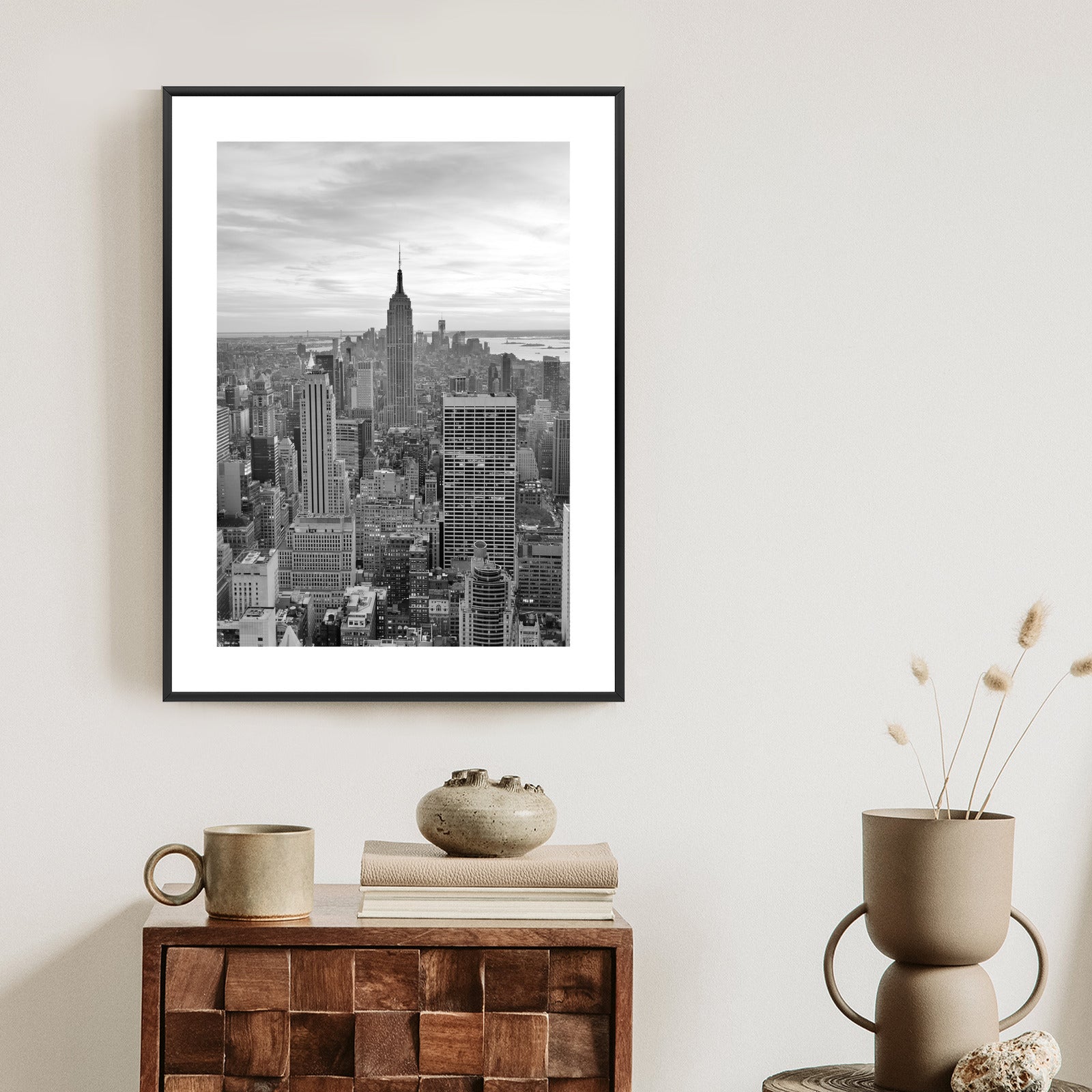 Plakat Empire State Building Czarno Biały Krajobraz Rama Aluminiowa Kolor Czarny