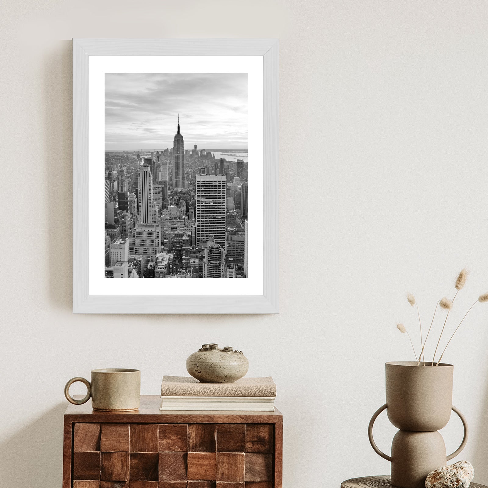 Plakat Empire State Building Czarno Biały Krajobraz Rama Aluminiowa Kolor Czarny