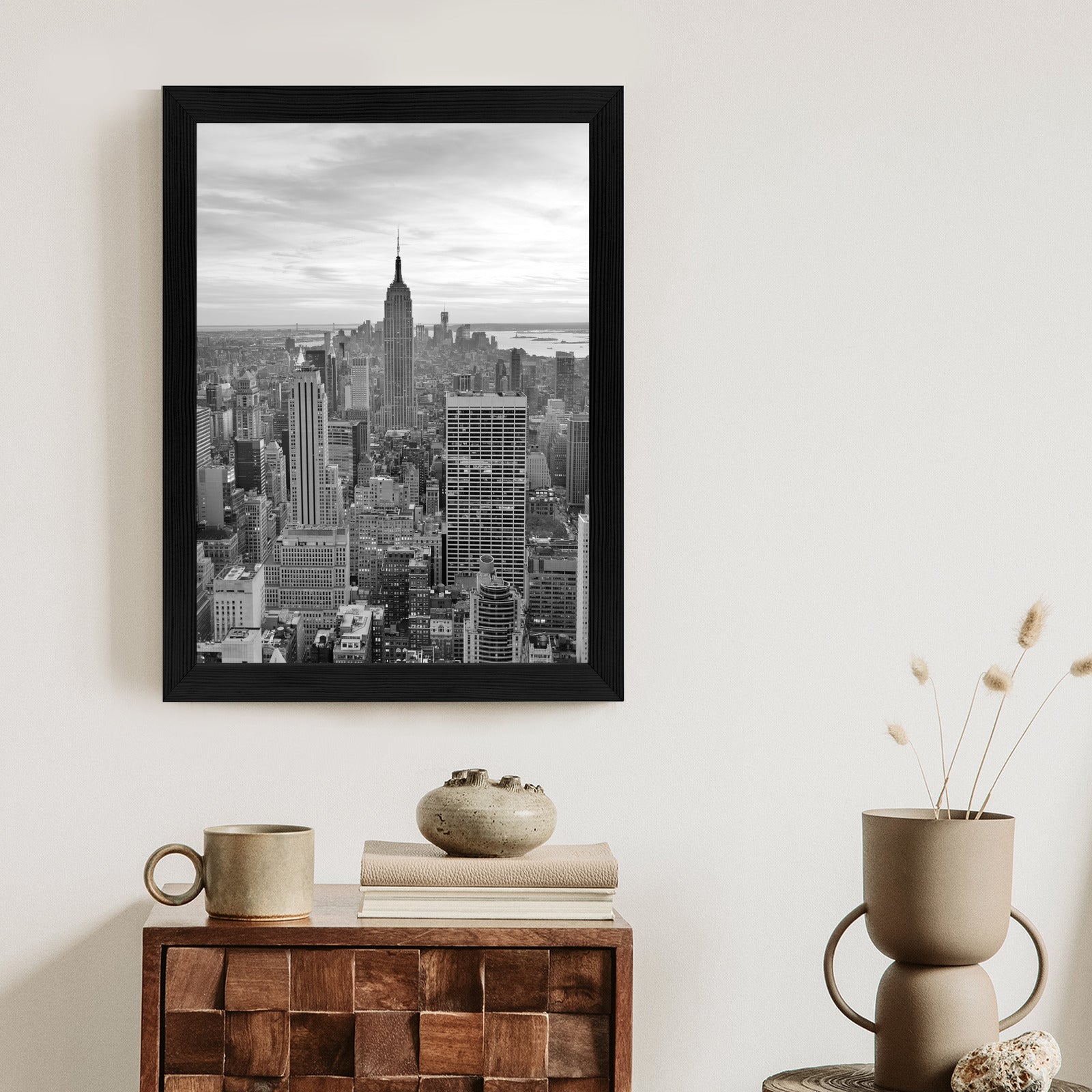 Plakat Empire State Building Czarno Biały Krajobraz Rama Aluminiowa Kolor Czarny
