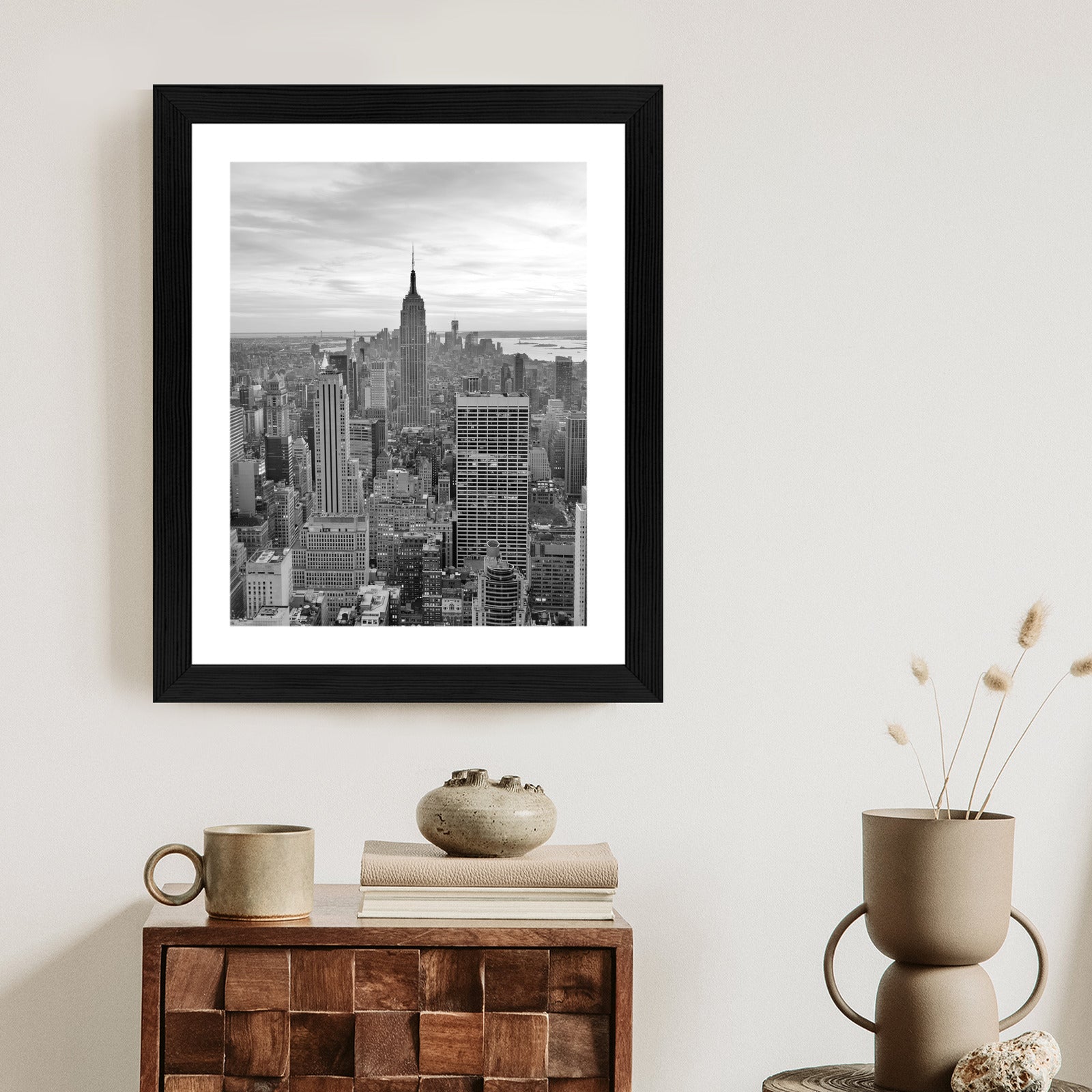 Plakat Empire State Building Czarno Biały Krajobraz Rama Aluminiowa Kolor Czarny