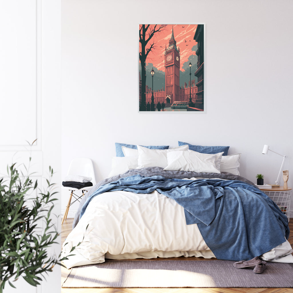 Plakat Big Ben W Londynie Komiksowa Ilustracja Rama Aluminiowa Kolor Czarny