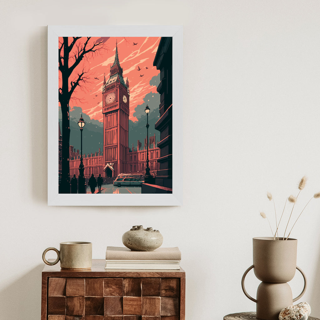 Plakat Big Ben W Londynie Komiksowa Ilustracja Rama Aluminiowa Kolor Czarny