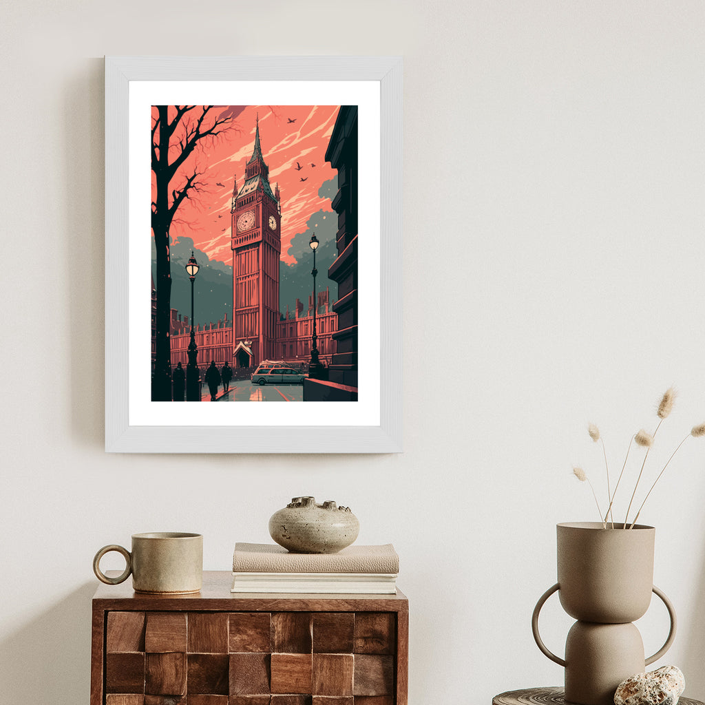 Plakat Big Ben W Londynie Komiksowa Ilustracja Rama Aluminiowa Kolor Czarny