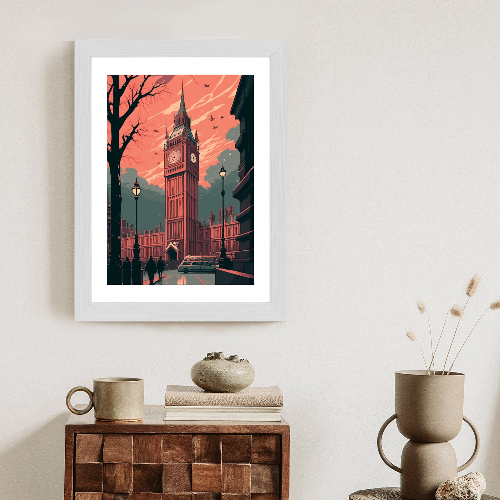 Plakat Big Ben W Londynie Komiksowa Ilustracja Rama Aluminiowa Kolor Czarny