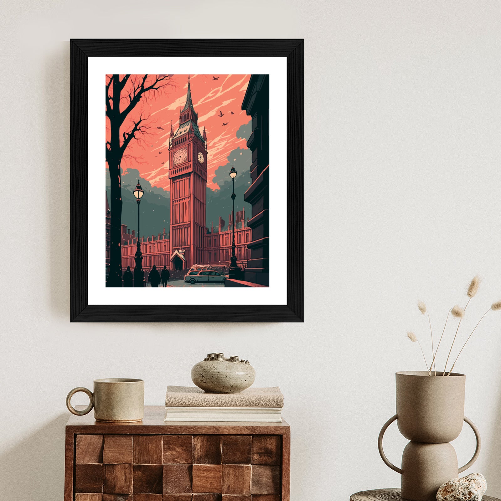 Plakat Big Ben W Londynie Komiksowa Ilustracja Rama Aluminiowa Kolor Czarny