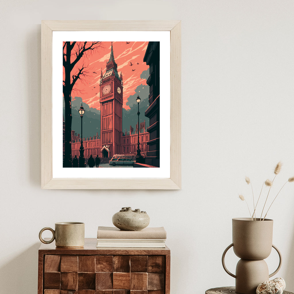 Plakat Big Ben W Londynie Komiksowa Ilustracja Rama Aluminiowa Kolor Czarny