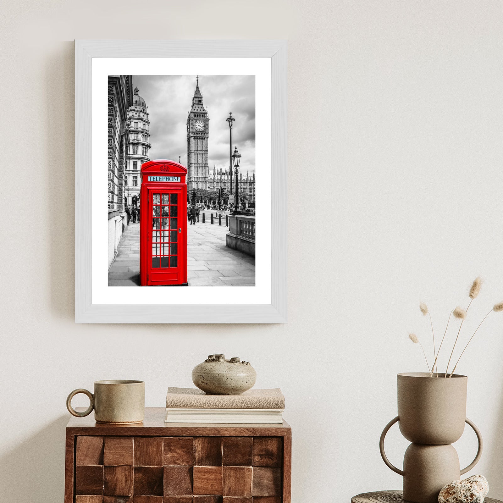 Plakat Big Ben W Tle Czerwonej Budki Telefonicznej Rama Aluminiowa Kolor Czarny