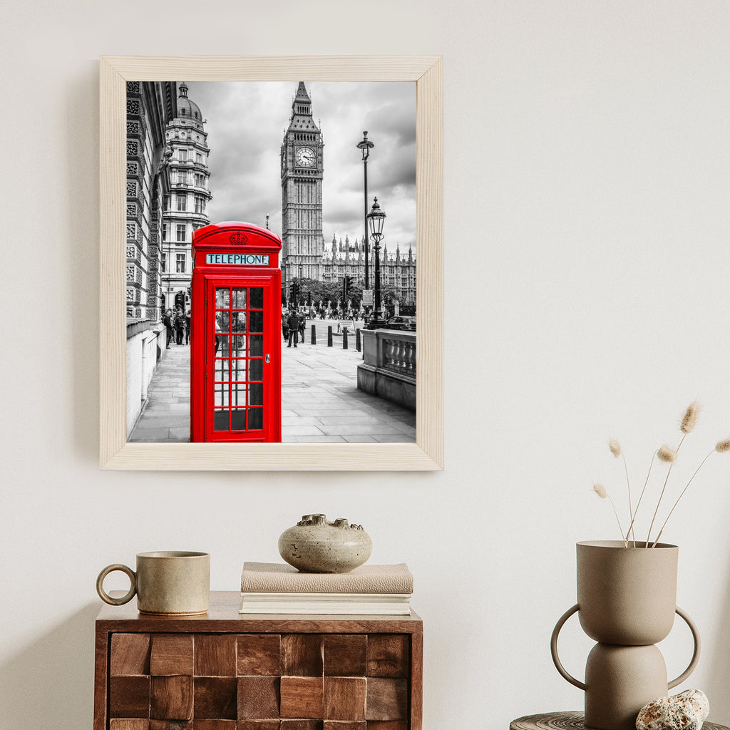 Plakat Big Ben W Tle Czerwonej Budki Telefonicznej Rama Aluminiowa Kolor Czarny