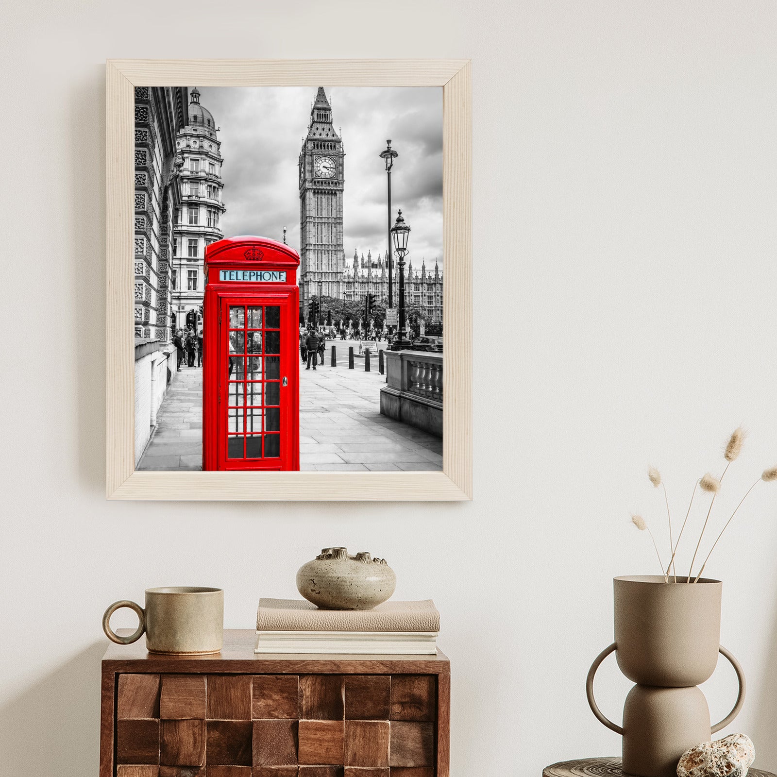Plakat Big Ben W Tle Czerwonej Budki Telefonicznej Rama Aluminiowa Kolor Czarny