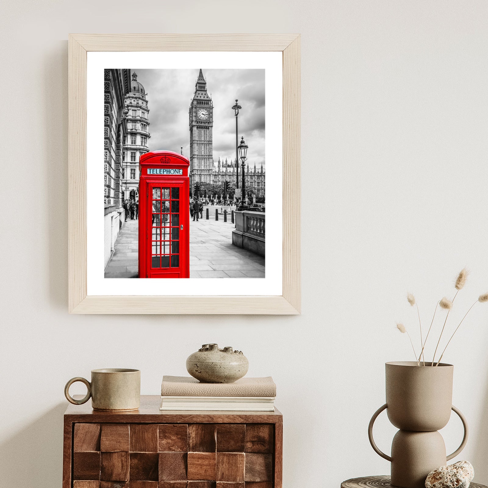 Plakat Big Ben W Tle Czerwonej Budki Telefonicznej Rama Aluminiowa Kolor Czarny