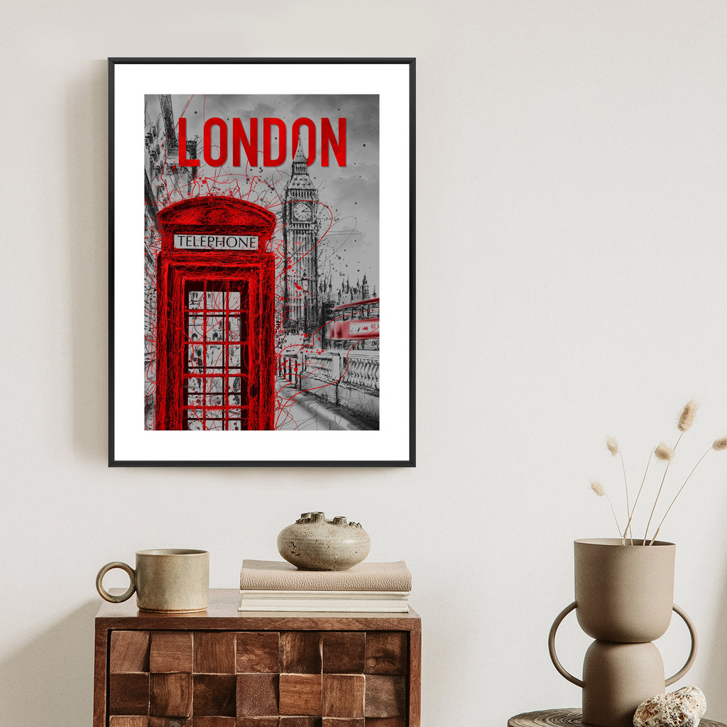 Plakat Brytyjska Budka Telefoniczna I Big Ben Rama Aluminiowa Kolor Czarny
