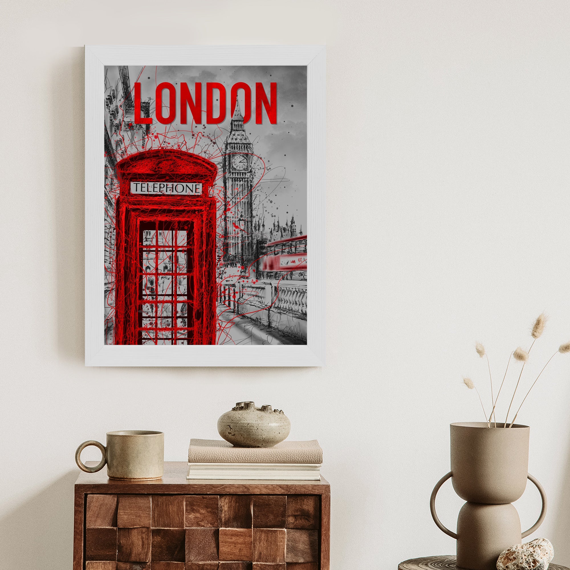 Plakat Brytyjska Budka Telefoniczna I Big Ben Rama Aluminiowa Kolor Czarny