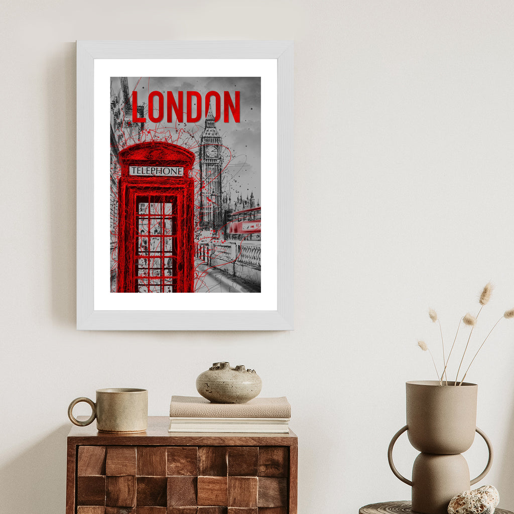 Plakat Brytyjska Budka Telefoniczna I Big Ben Rama Aluminiowa Kolor Czarny