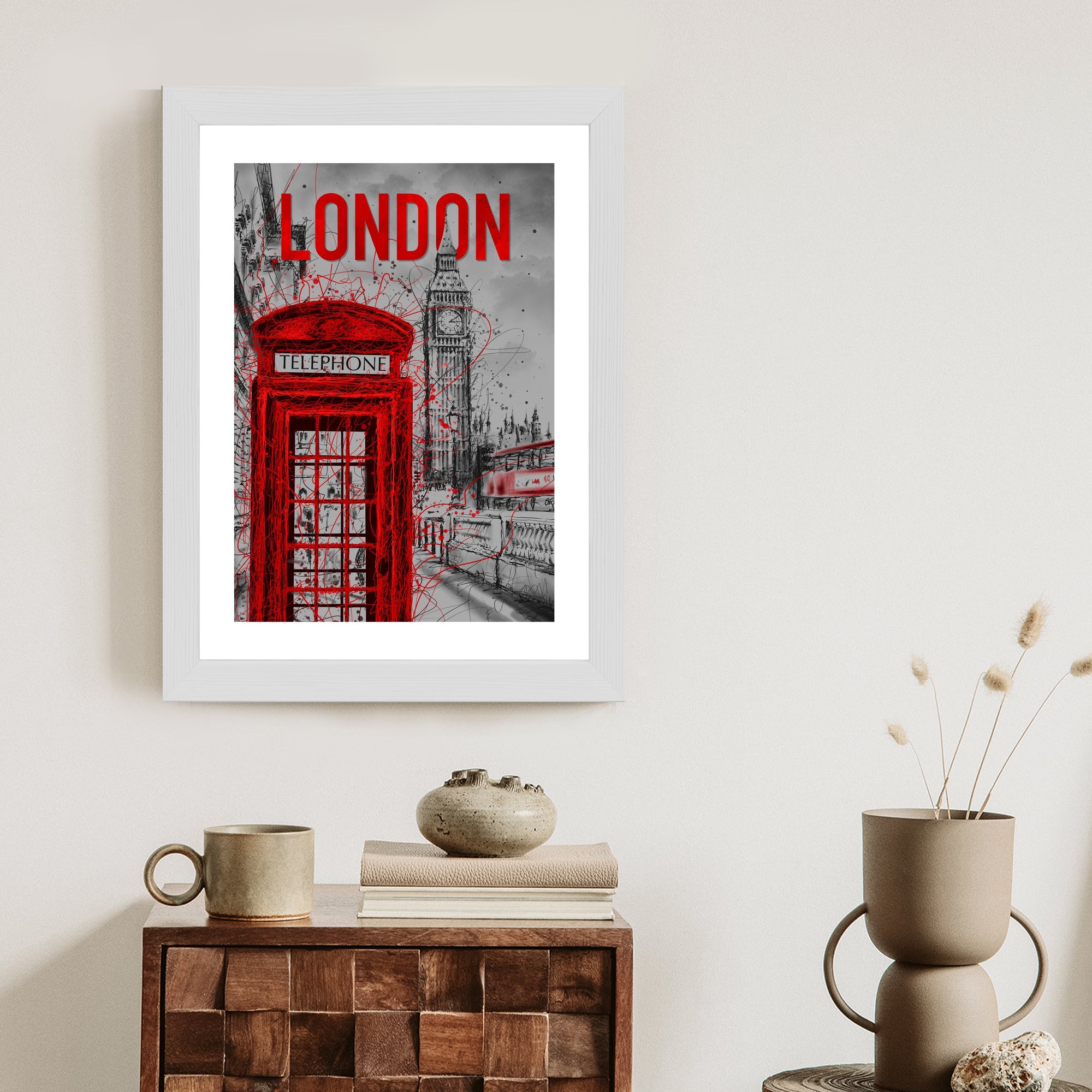 Plakat Brytyjska Budka Telefoniczna I Big Ben Rama Aluminiowa Kolor Czarny