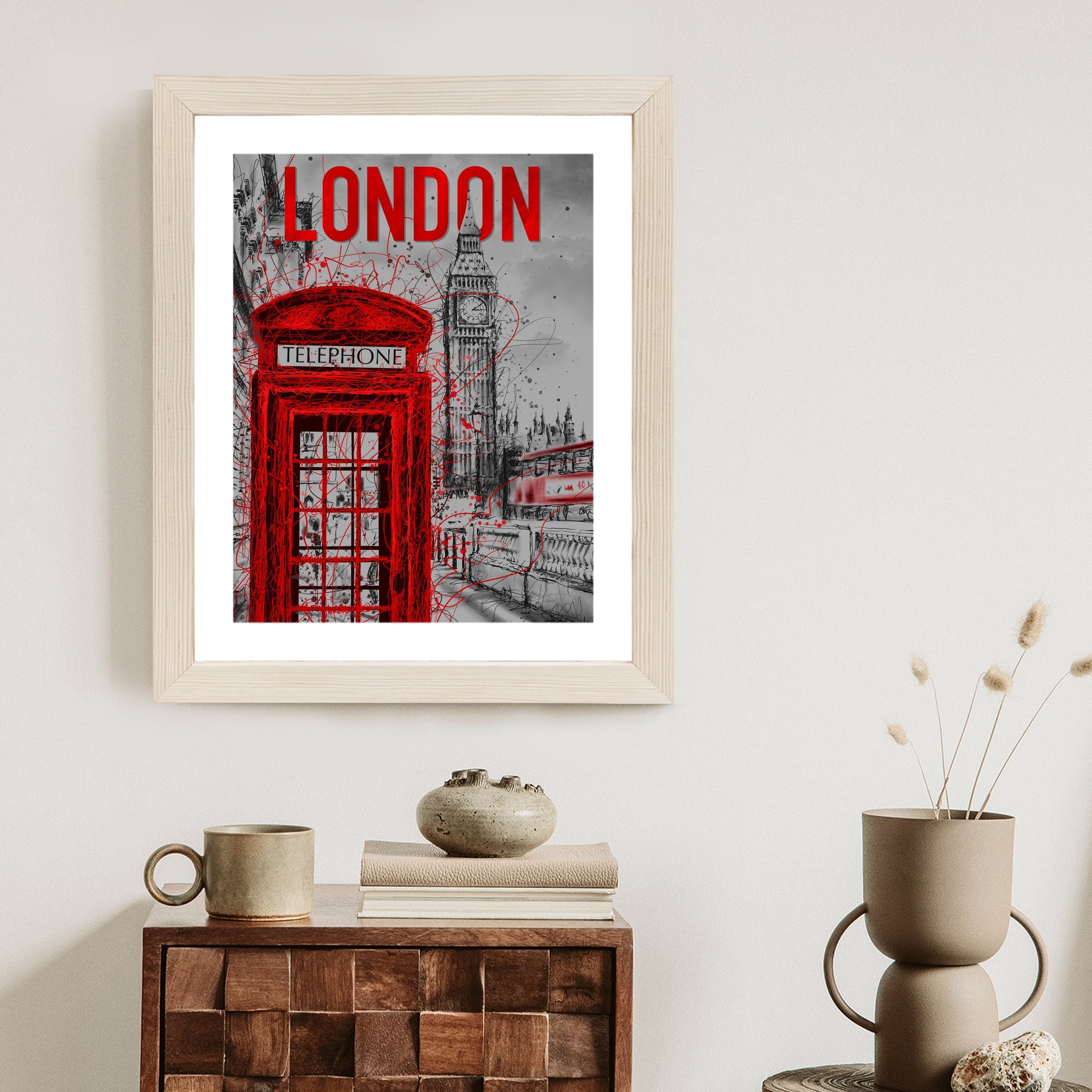 Plakat Brytyjska Budka Telefoniczna I Big Ben Rama Aluminiowa Kolor Czarny