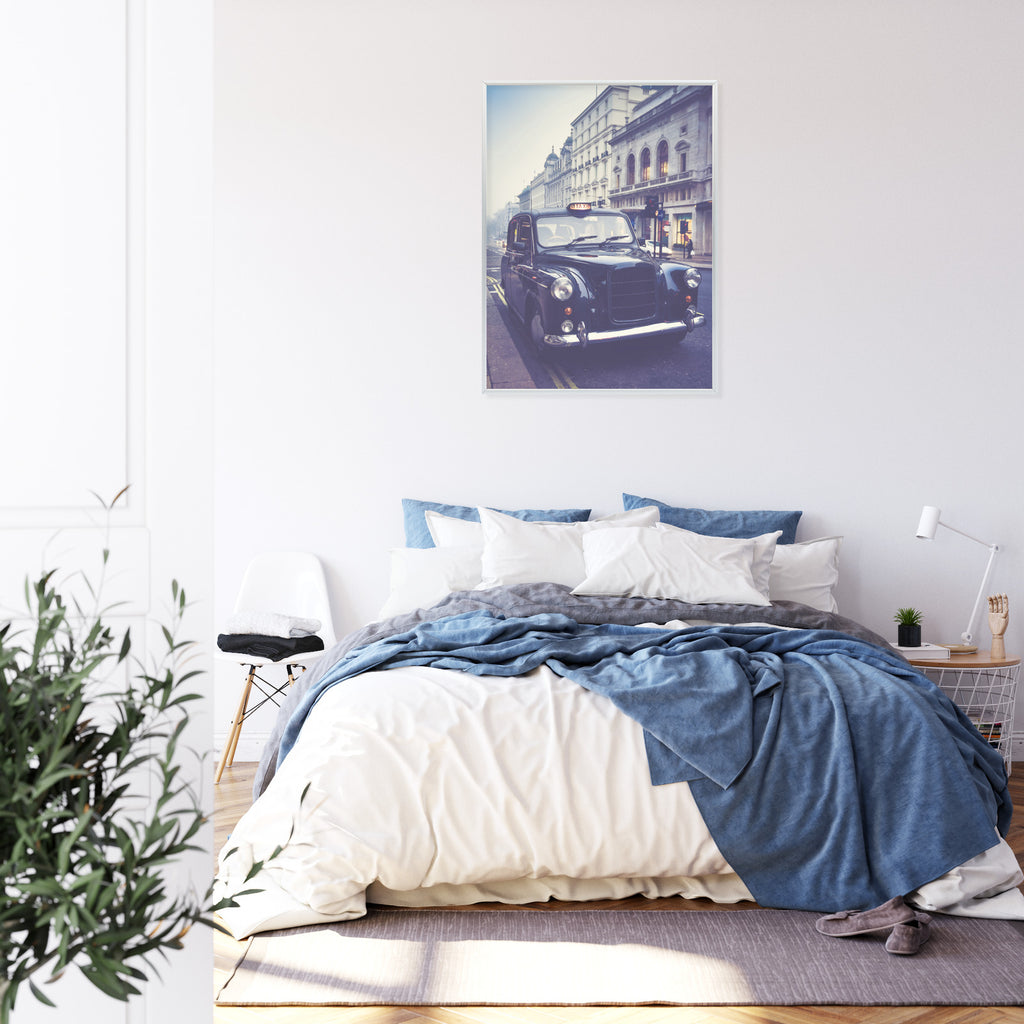 Plakat Czarna Taksówka W Stylu Retro Rama Aluminiowa Kolor Czarny